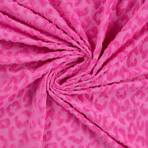 Jersey Jaquard "Leo" pink mit Frottee Leo Muster